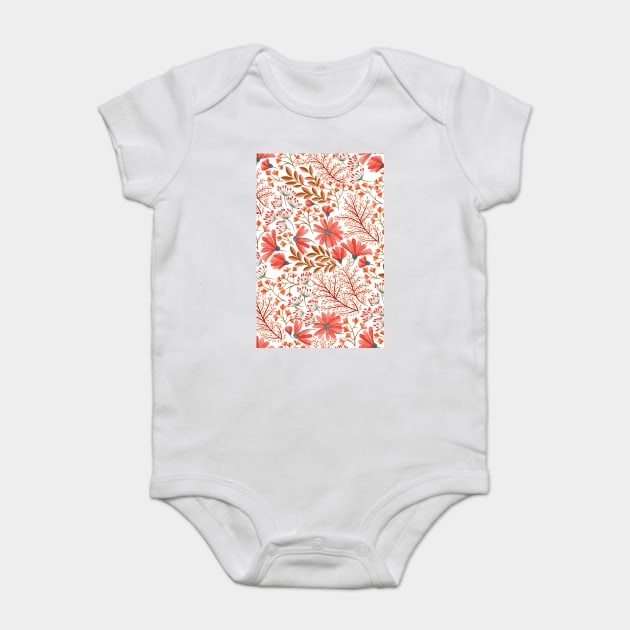 Beautiful Nature Red Pink Flowers Watercolor Seamless Abstract Floral Baby Bodysuit by Darksavage
